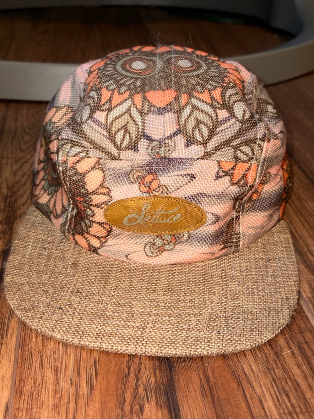 Rare Lettuce Funk Band 5 Panel Camper Hat Textured Brim Earthy Boho